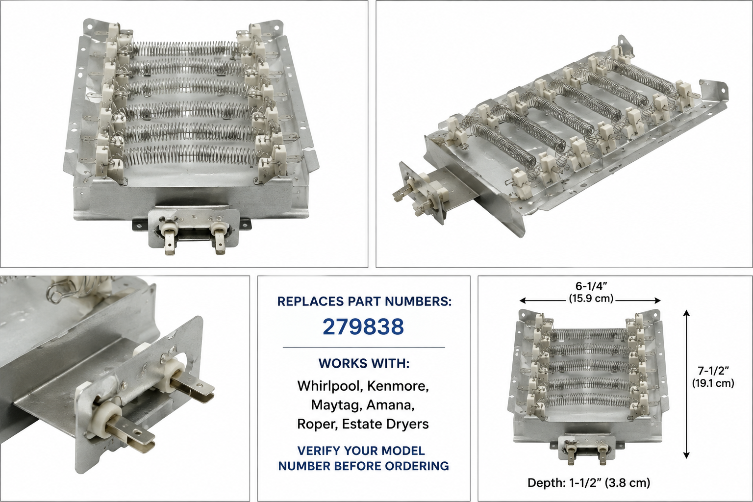 279838 Dryer Heating Element Replacement – Compatible with Whirlpool & Kenmore Dryers